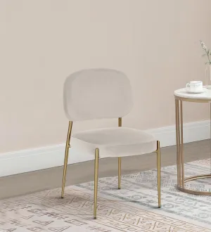 Dining Chair Gold With Off  White Fabric Finish