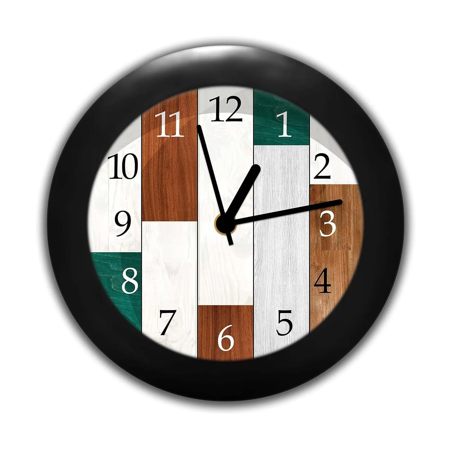 Epic Stuff - Decor Wood Design Plastic Round Table Clock - Best Accessories for Home and Office Decor