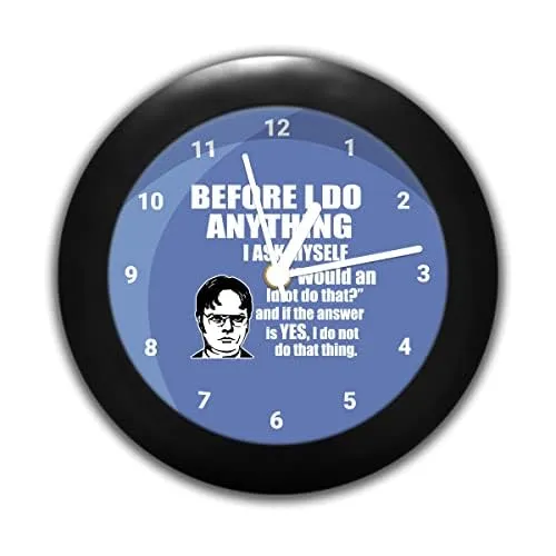 Epic Stuff - The Office - Before I do Dwight Design Plastic Round Table Clock (with Numbering) - Best Gifts for The Office Fans/Best Accessory for Home and Office Decor