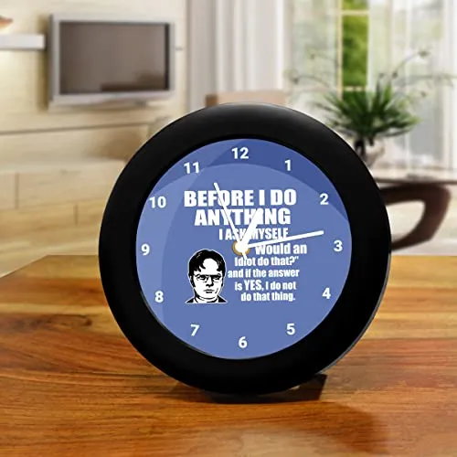 Epic Stuff - The Office - Before I do Dwight Design Plastic Round Table Clock (with Numbering) - Best Gifts for The Office Fans/Best Accessory for Home and Office Decor