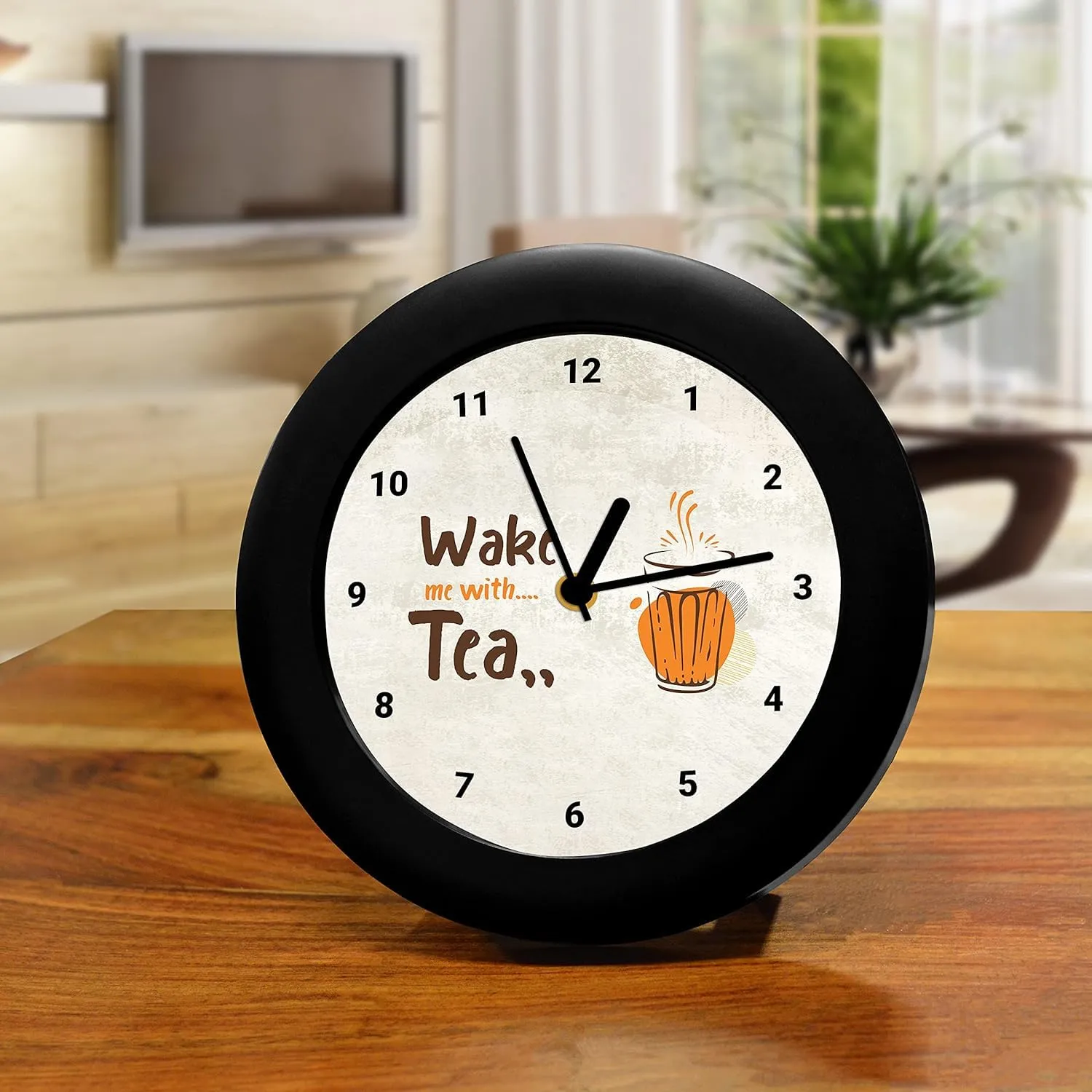 Epic Stuff - Wake me with Tea - Design Table Clock | Desk Clock for Home and Office,Best Gift for Friends