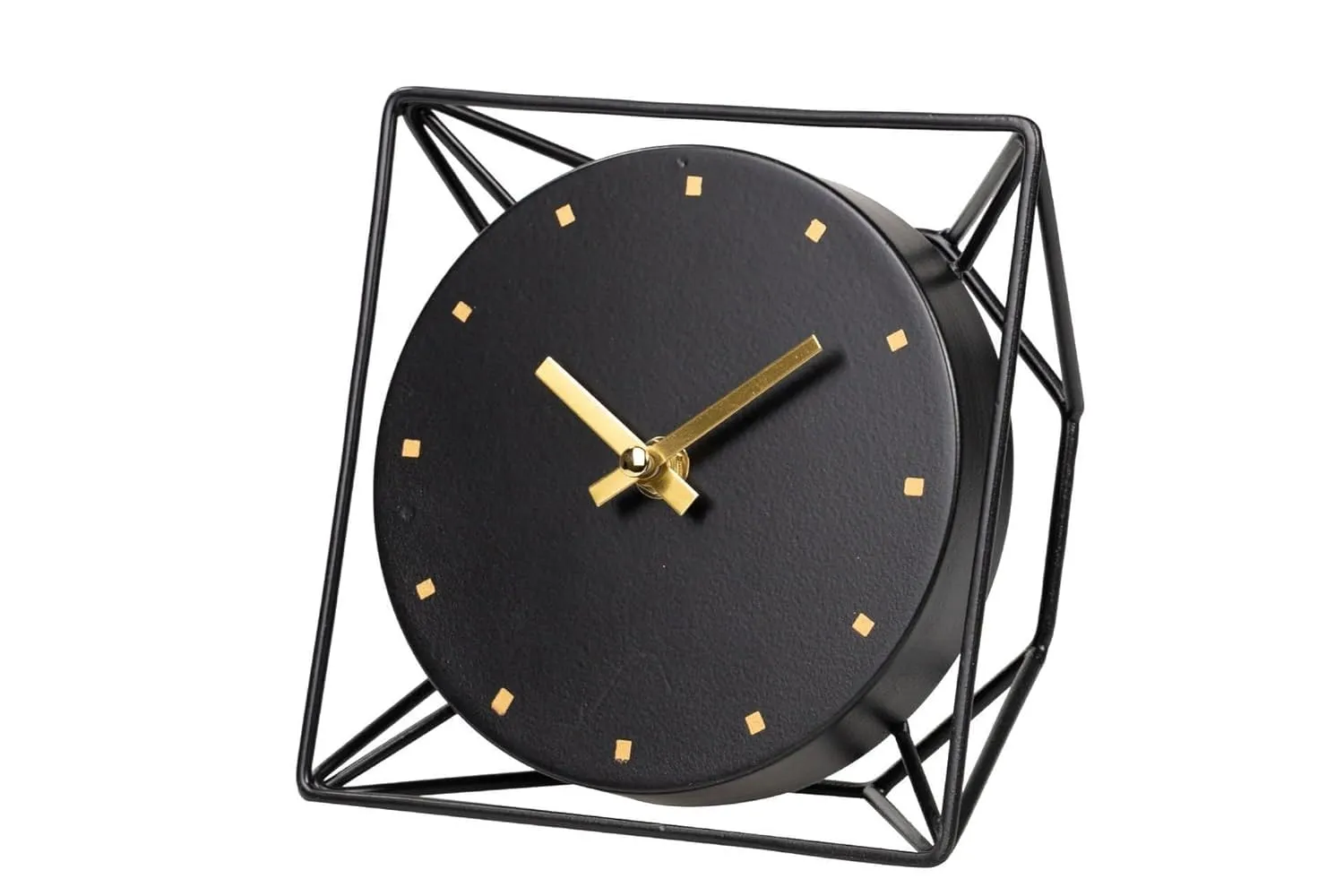 Equater Versatile Black Metal Table Clock with Modern Geometric Design – Sleek Office and Study Décor | Ideal Gift Option