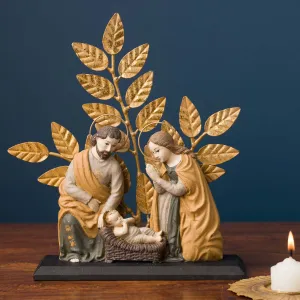 FLANDERS HOLY FAMILY WITH GILT LEAVES