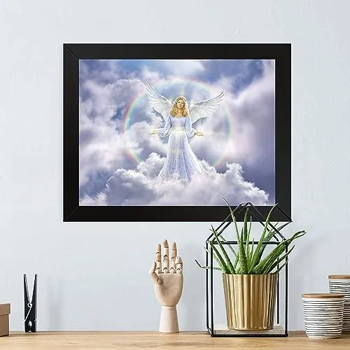 GADGETS WRAP Printed Photo Frame Matte Painting for Home Office Studio Living Room Decoration (17x11inch Black Framed) - Angel Print