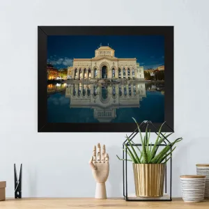 GADGETS WRAP Printed Photo Frame Matte Painting for Home Office Studio Living Room Decoration (17x11inch Black Framed) - Armenia Yerevan Building Reflection In Water Hayk Barseghyans