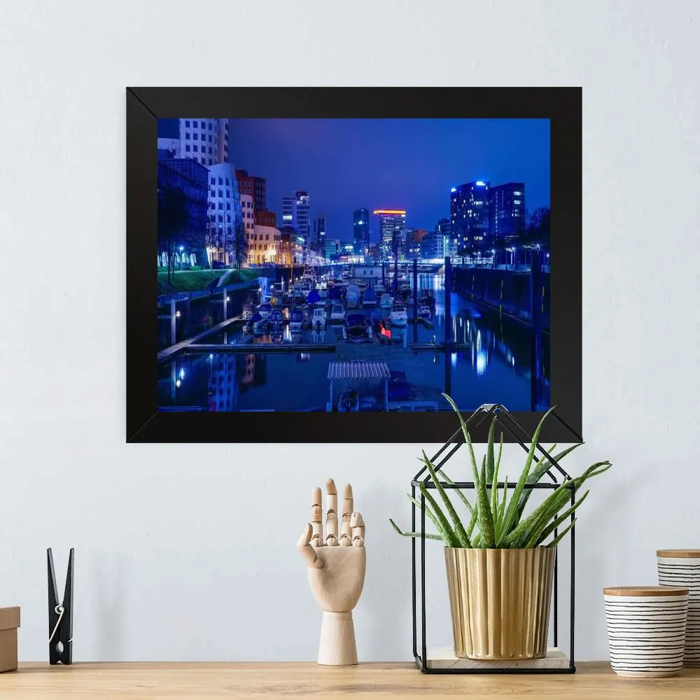 GADGETS WRAP Printed Photo Frame Matte Painting for Home Office Studio Living Room Decoration (17x11inch Black Framed) - Blue City 3