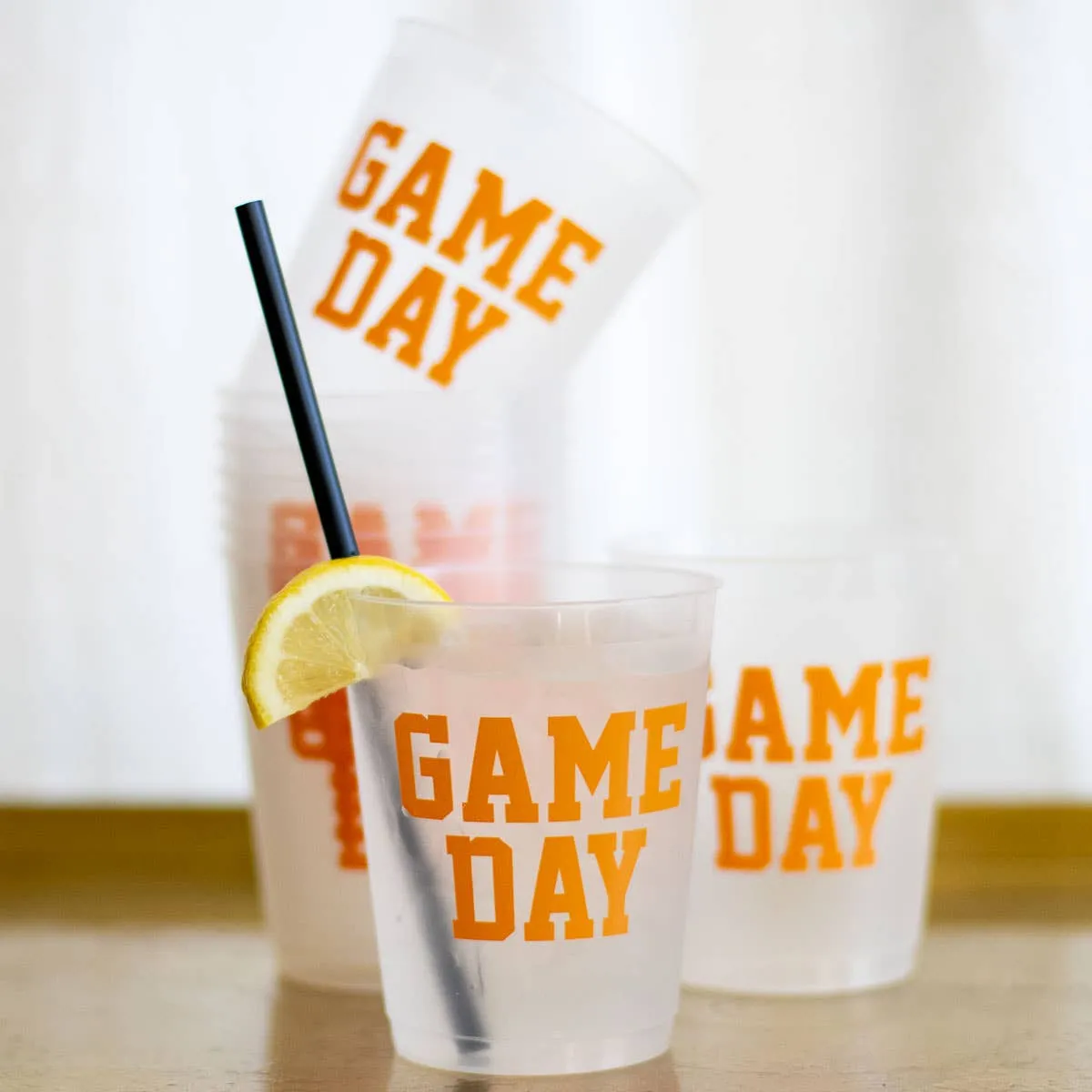 Game Day Party Cups in Frosted/Orange