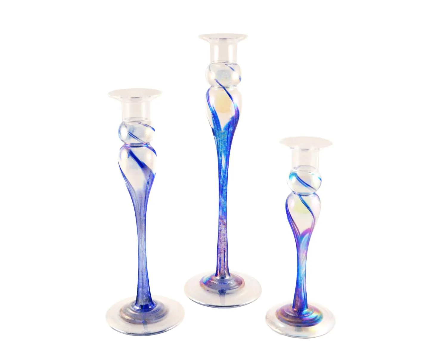 Glass Candleholders (Blue)