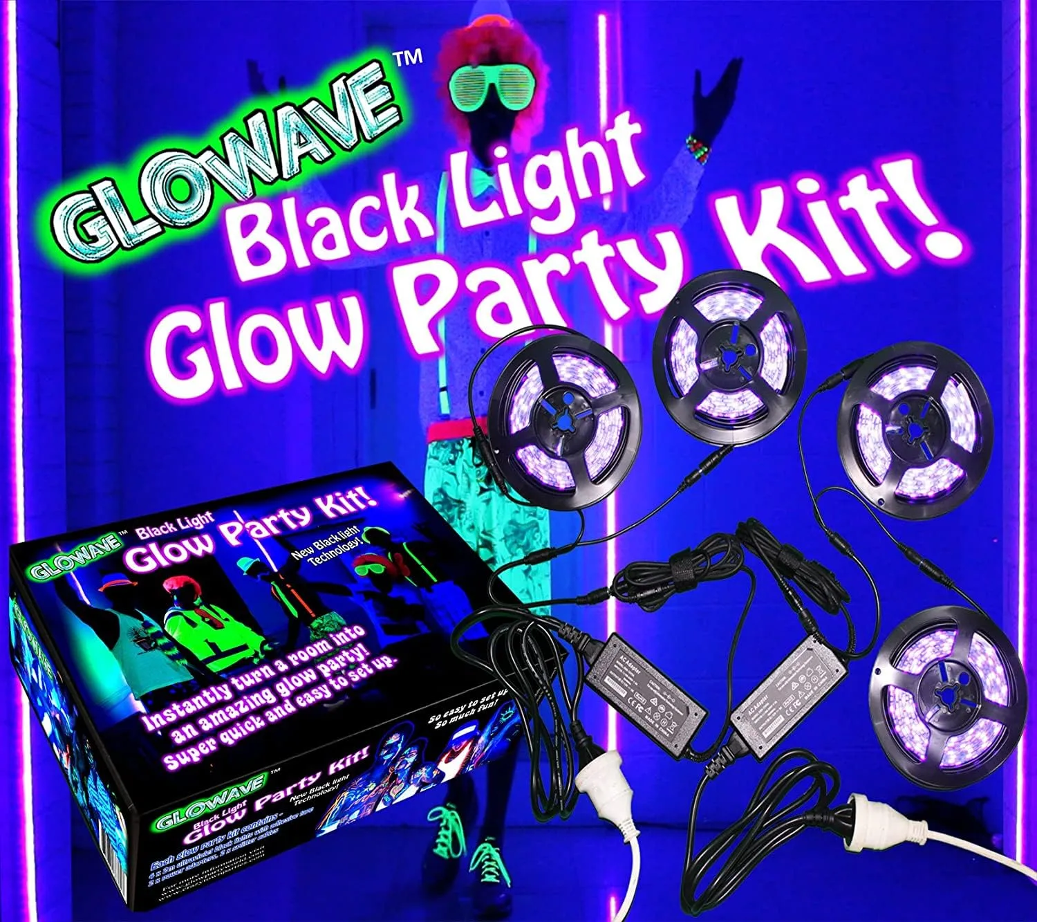 Glow Party Blacklight Led Strip Kit 115w Uv Lights for Neon Party