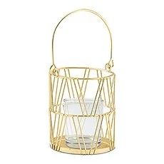 GOLD GEOMETRIC CANDLE LANTERN (2/pkg)