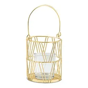 GOLD GEOMETRIC CANDLE LANTERN (2/pkg)