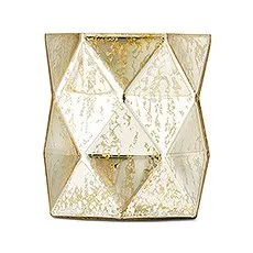 GOLD GEOMETRIC MERCURY GLASS HURRICANE VASE