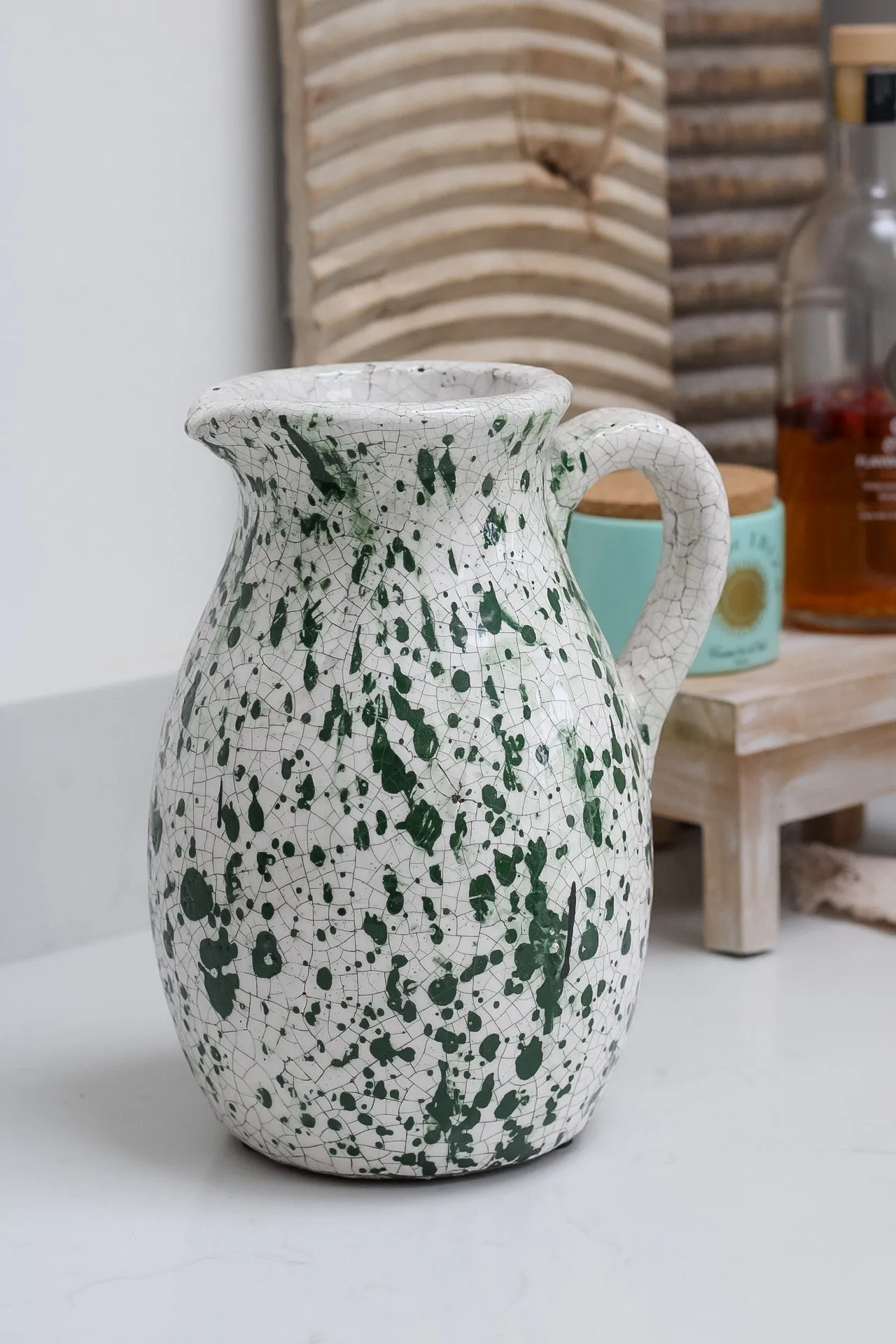 Green Dappled Rustic Jug