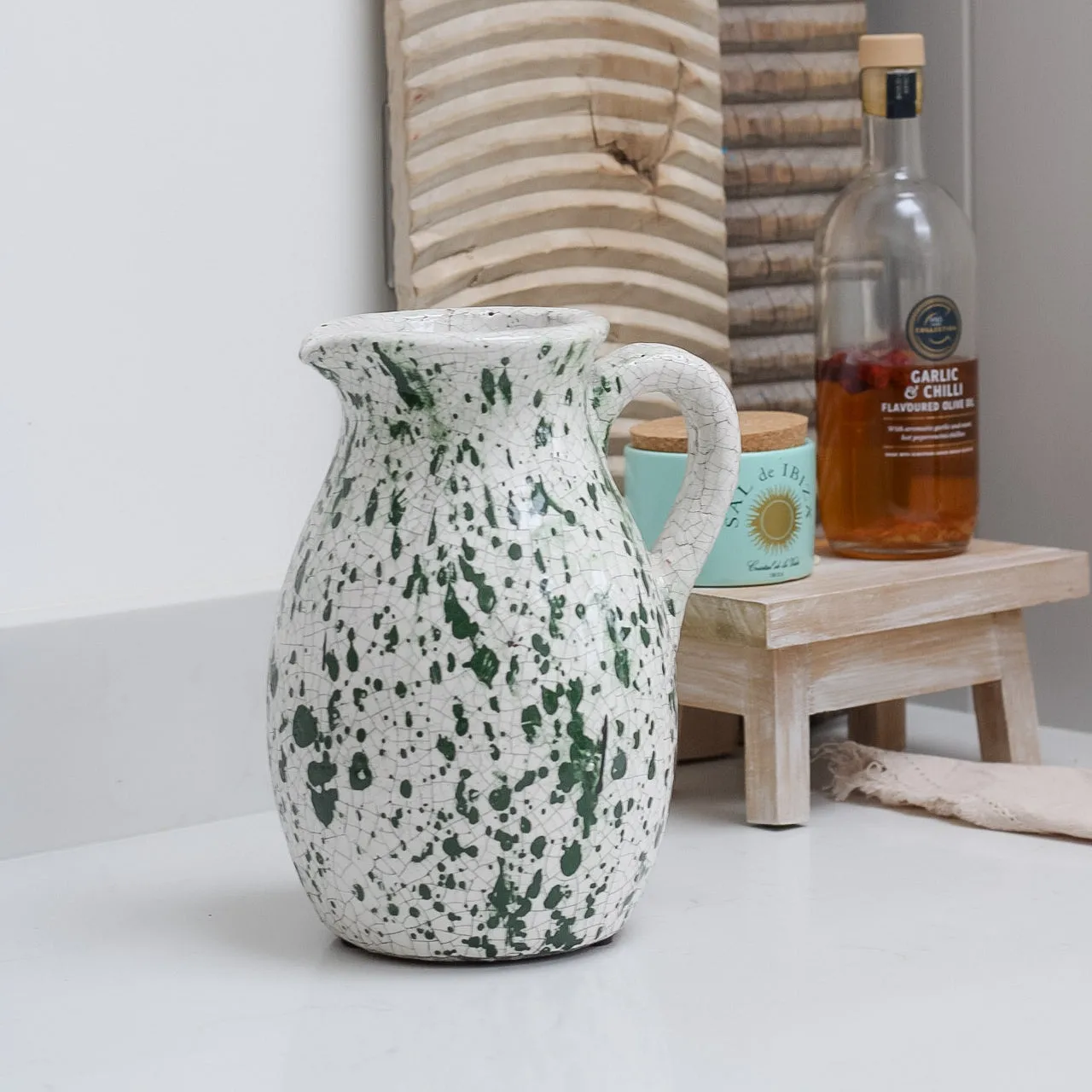 Green Dappled Rustic Jug