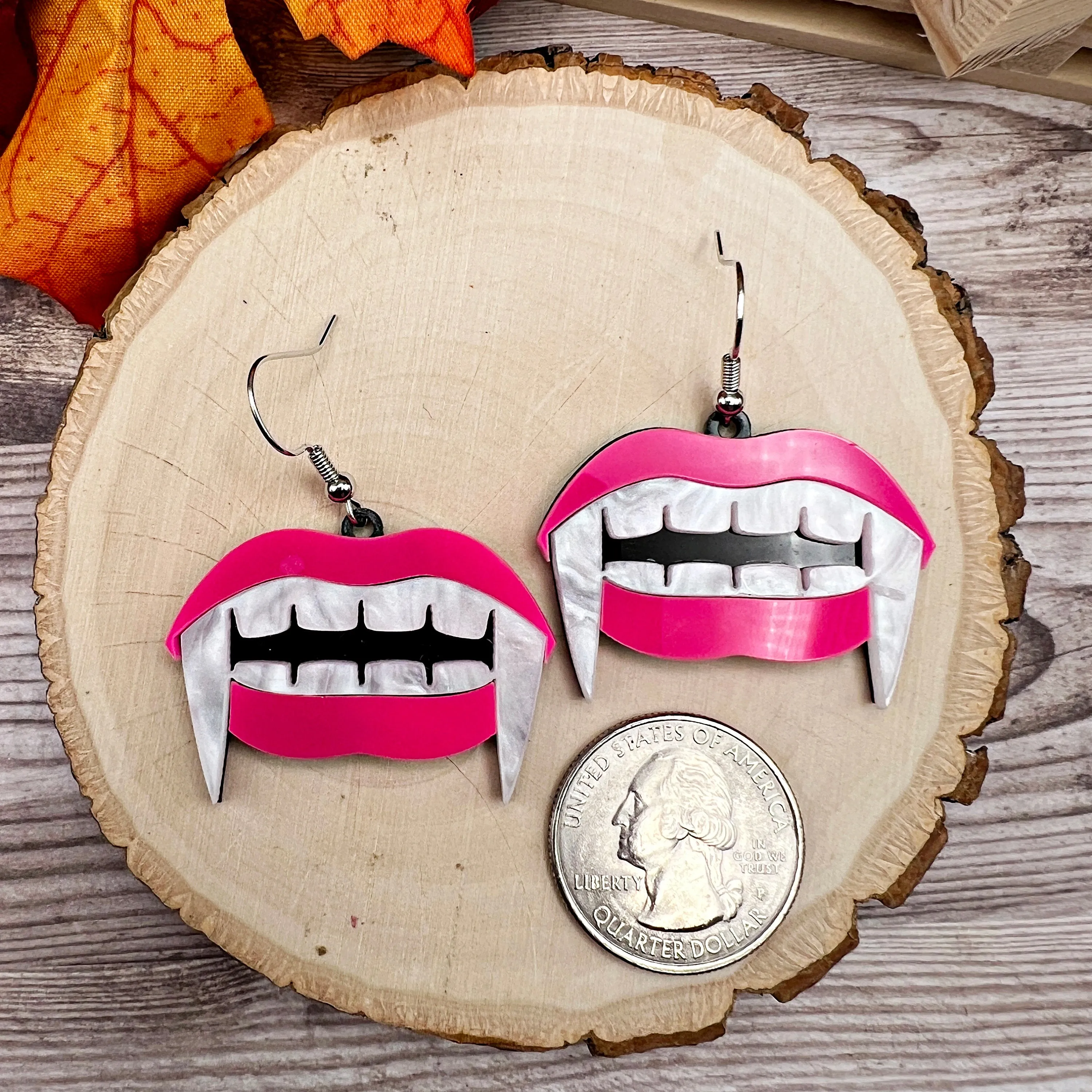 Halloween Fang Teeth Creepy Goth Hypoallergenic Acrylic Earrings - Clearance