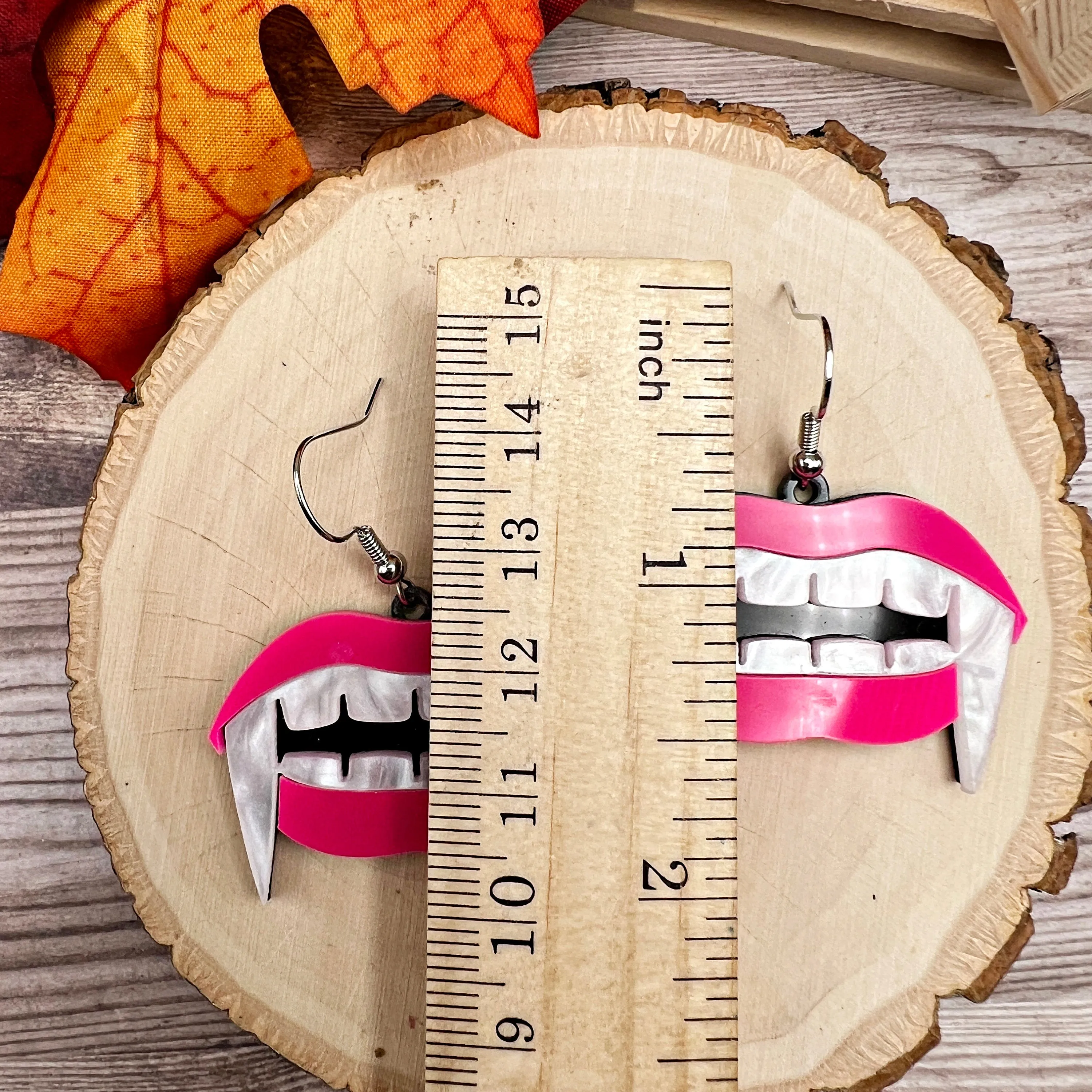 Halloween Fang Teeth Creepy Goth Hypoallergenic Acrylic Earrings - Clearance