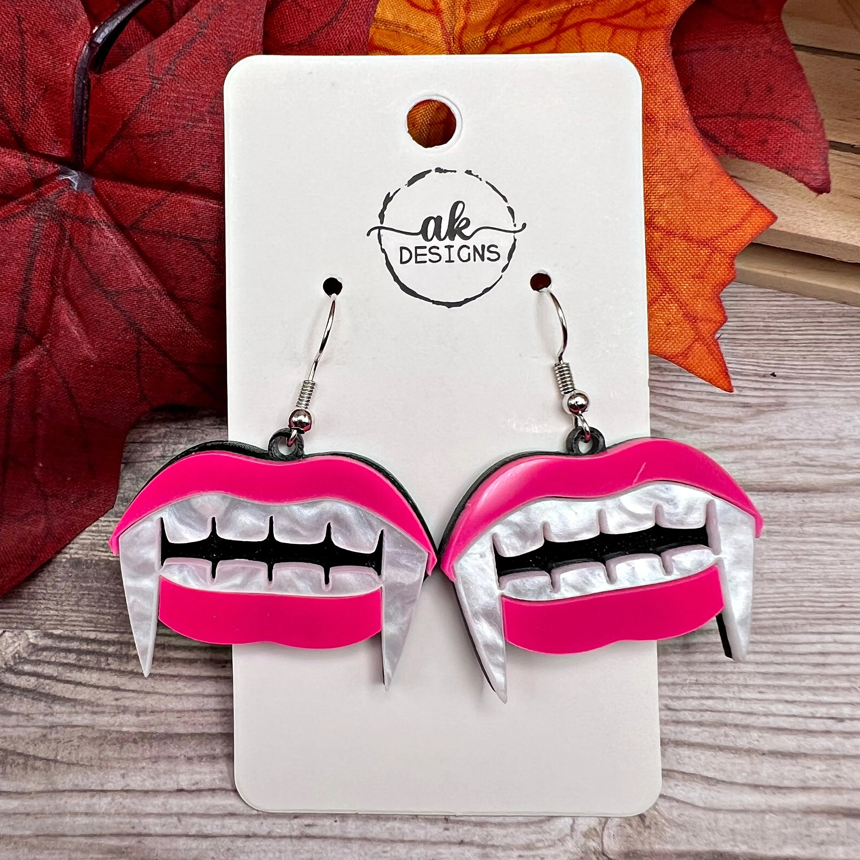 Halloween Fang Teeth Creepy Goth Hypoallergenic Acrylic Earrings - Clearance