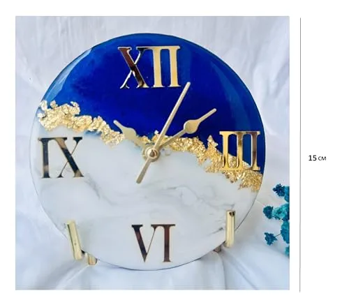 HANDARTED Premium Stylish Resin Luxury Table Clock with Stand Silent Quartz Decorative Latest Table Clock Battery Operate Easy to Use in Office/Home MDF Base