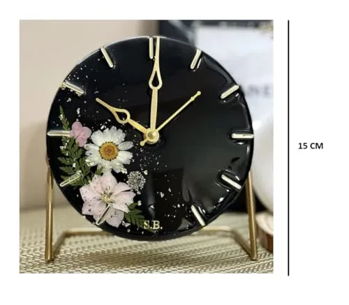 HANDARTED Premium Stylish Resin Luxury Table Clock with Stand Silent Quartz Decorative Latest Table Clock Battery Operate Easy to Use MDF Base