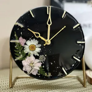 HANDARTED Premium Stylish Resin Luxury Table Clock with Stand Silent Quartz Decorative Latest Table Clock Battery Operate Easy to Use MDF Base