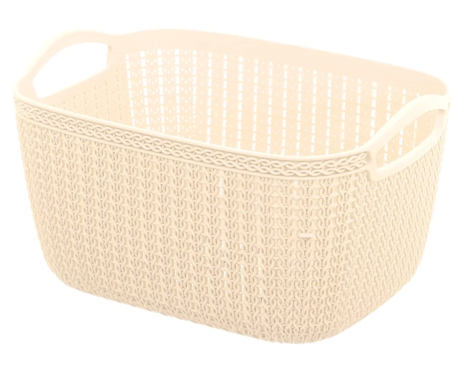 Heart Home Q-5 Designer Plastic Storage Basket For Store Fruits, Vegetables, Magazines, Cosmetics, Stationary Pack of 2 (Beach & Brown)-50HH01640