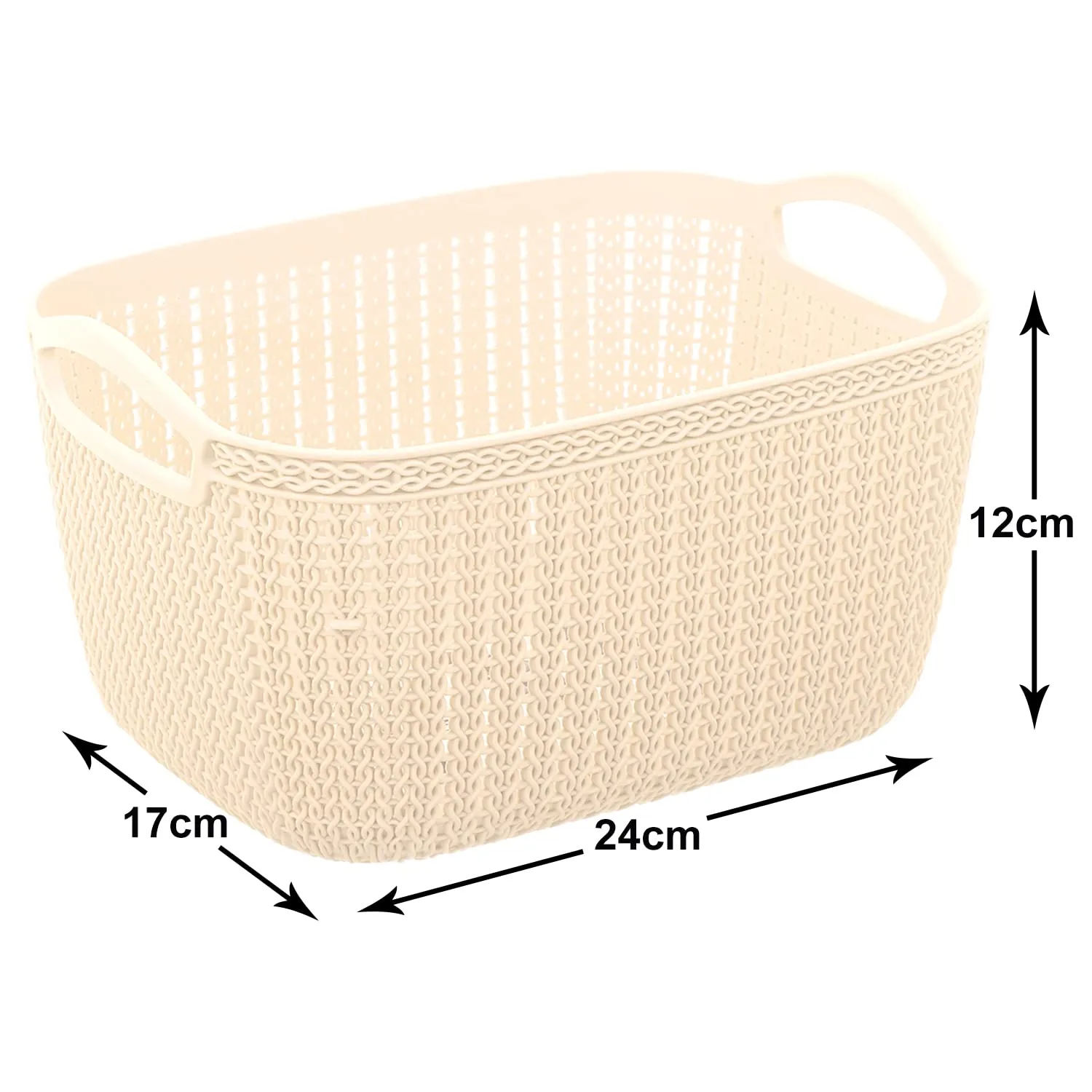 Heart Home Q-5 Designer Plastic Storage Basket For Store Fruits, Vegetables, Magazines, Cosmetics, Stationary Pack of 2 (Beach & Brown)-50HH01640