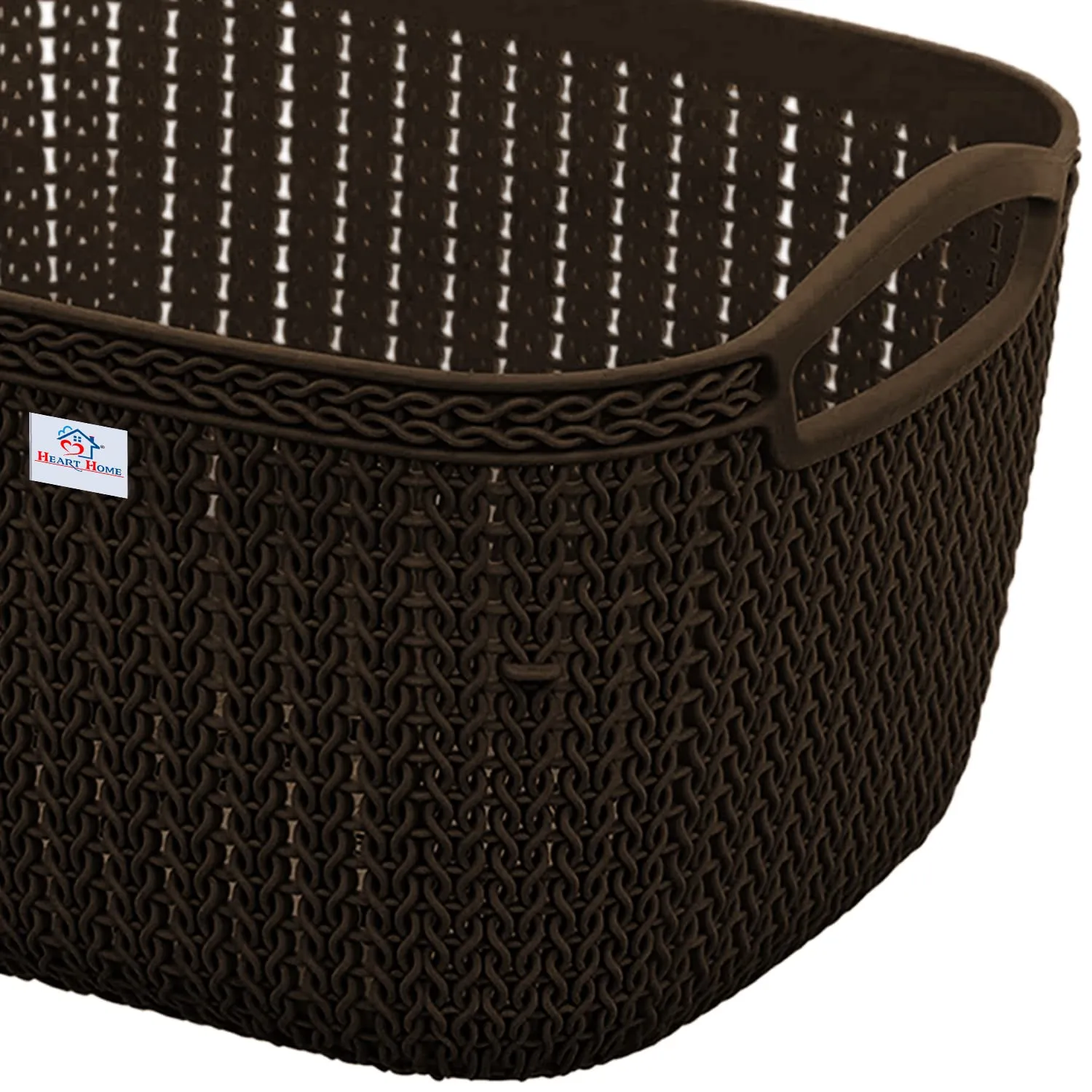 Heart Home Q-5 Designer Plastic Storage Basket For Store Fruits, Vegetables, Magazines, Cosmetics, Stationary Pack of 2 (Beach & Brown)-50HH01640