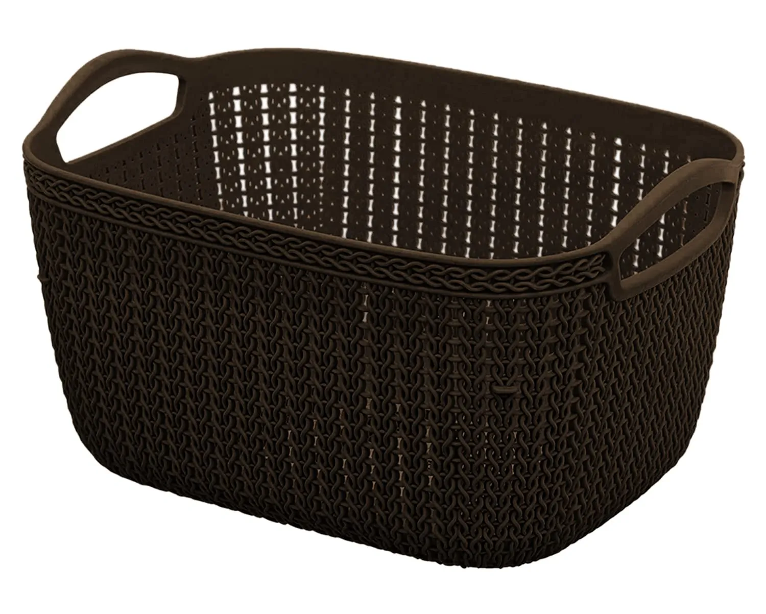 Heart Home Q-5 Designer Plastic Storage Basket For Store Fruits, Vegetables, Magazines, Cosmetics, Stationary Pack of 3 (Brown)-50HH01634