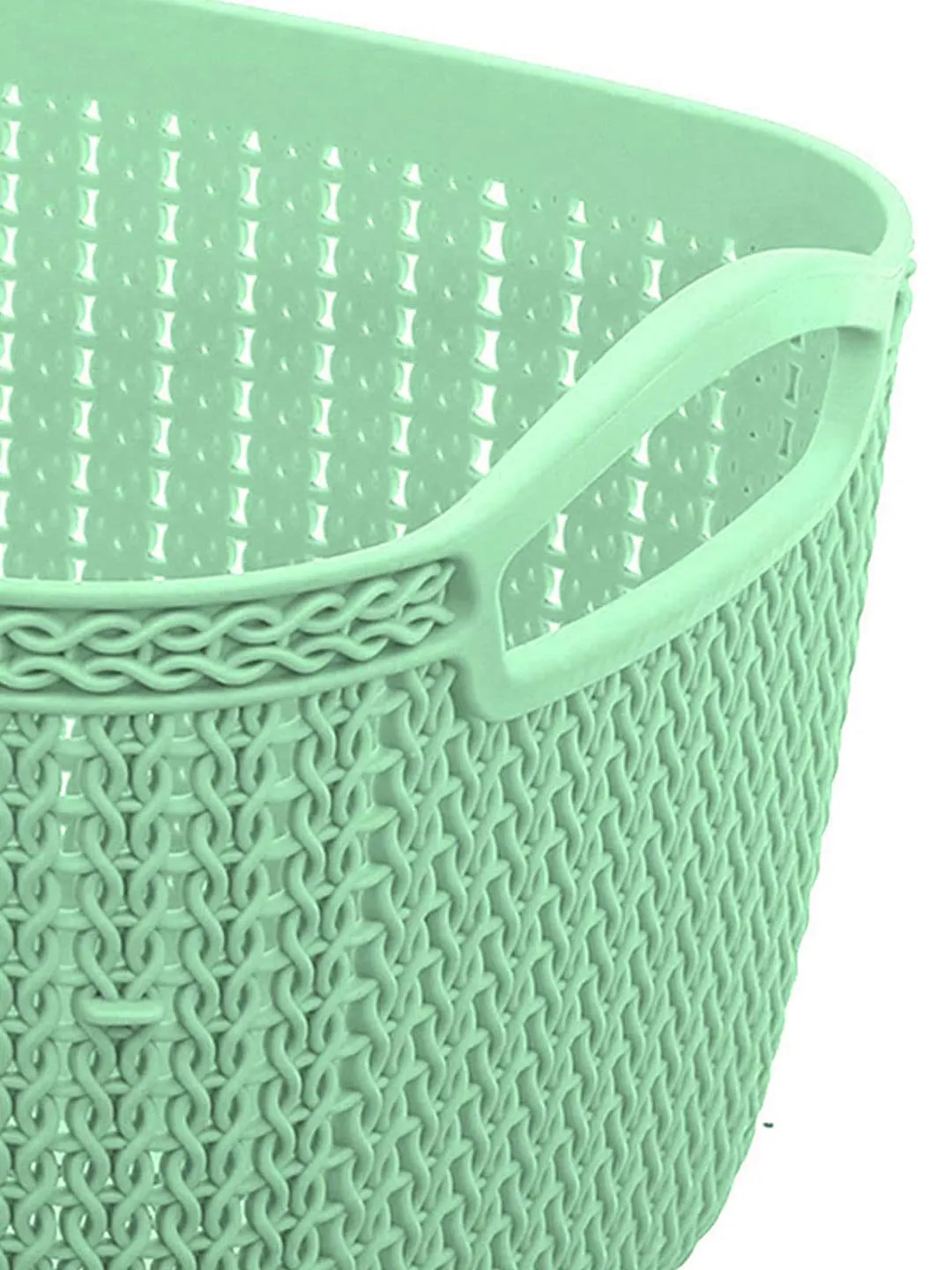 Heart Home Q-5 Unbreakable Plastic 5 Pieces Multipurpose Medium Size Flexible Storage Baskets/Fruit Vegetable Bathroom Stationary Home Basket with Handles (Light Green)-HEART10486