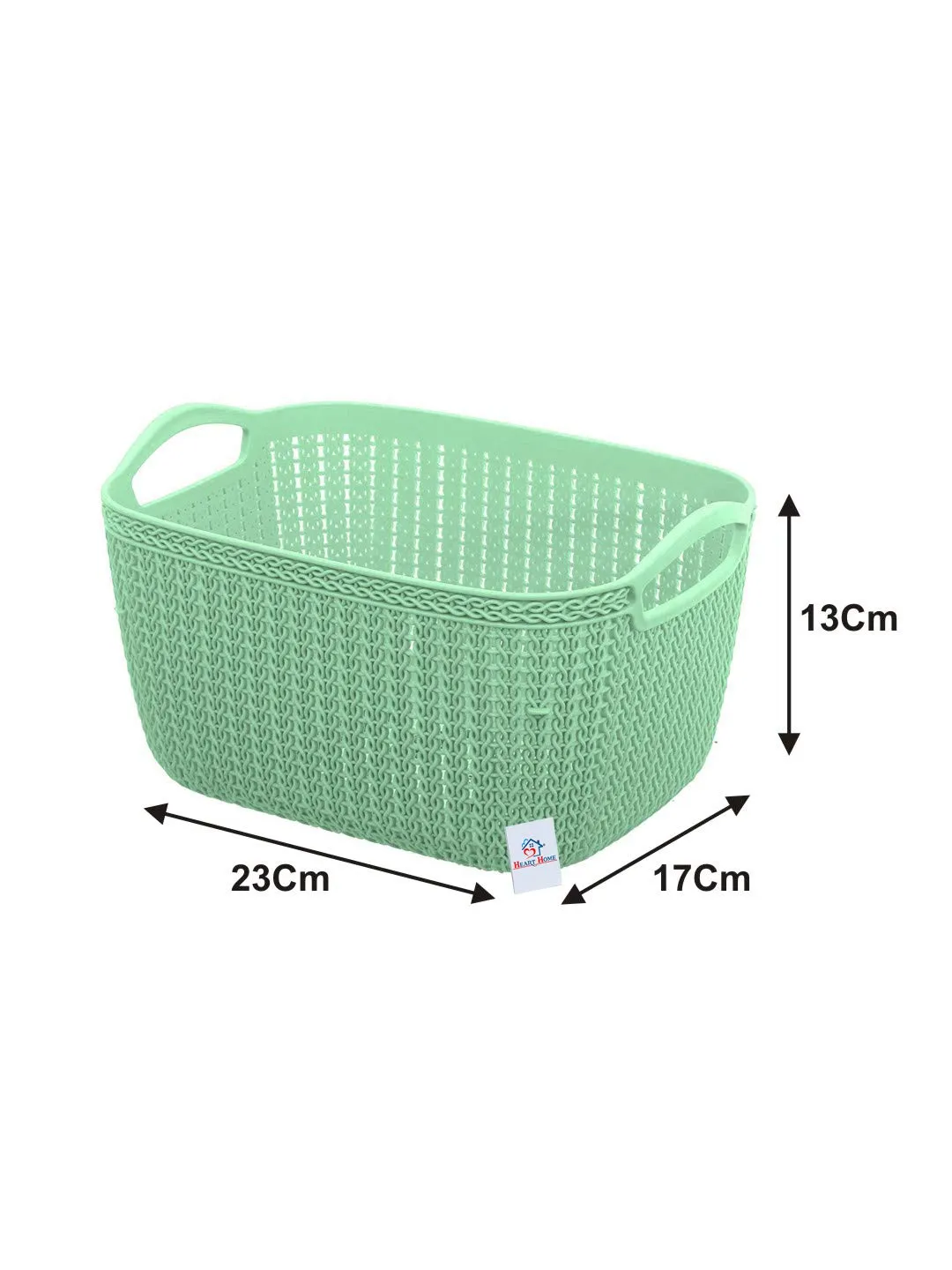 Heart Home Q-5 Unbreakable Plastic 5 Pieces Multipurpose Medium Size Flexible Storage Baskets/Fruit Vegetable Bathroom Stationary Home Basket with Handles (Light Green)-HEART10486