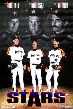 Houston Astros "Shooting Stars" Poster (Swindell, Harnisch, Drabek) - Costacos Brothers 1993