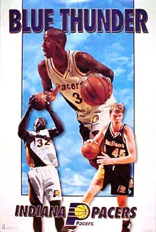 Indiana Pacers "Blue Thunder" Poster (Reggie Miller, Smits, Davis) - Costacos 1995