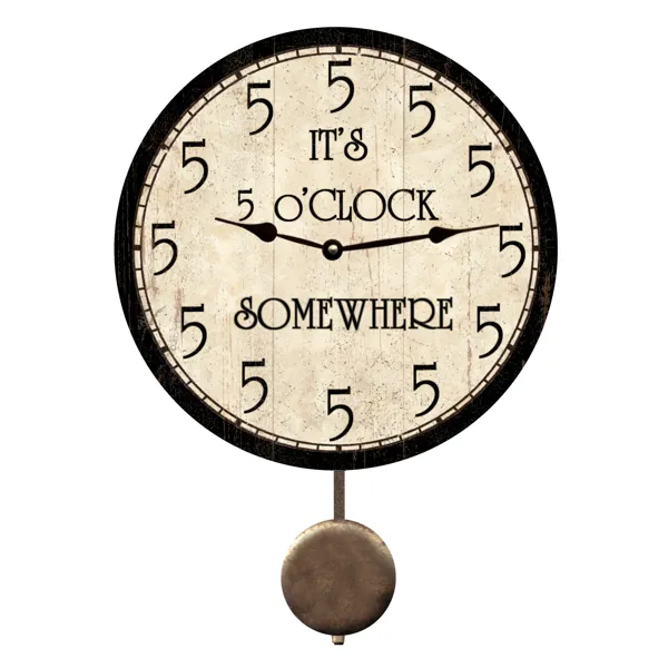 It's 5 o'Clock Somewhere Clock- Five o' Clock Wall Clock