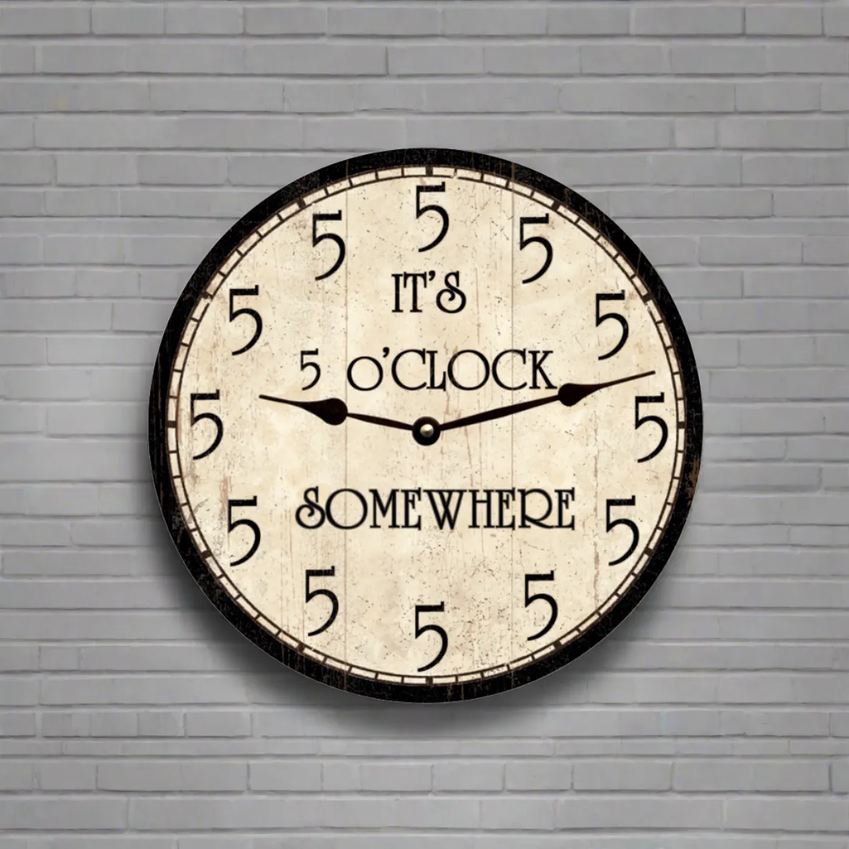 It's 5 o'Clock Somewhere Clock- Five o' Clock Wall Clock