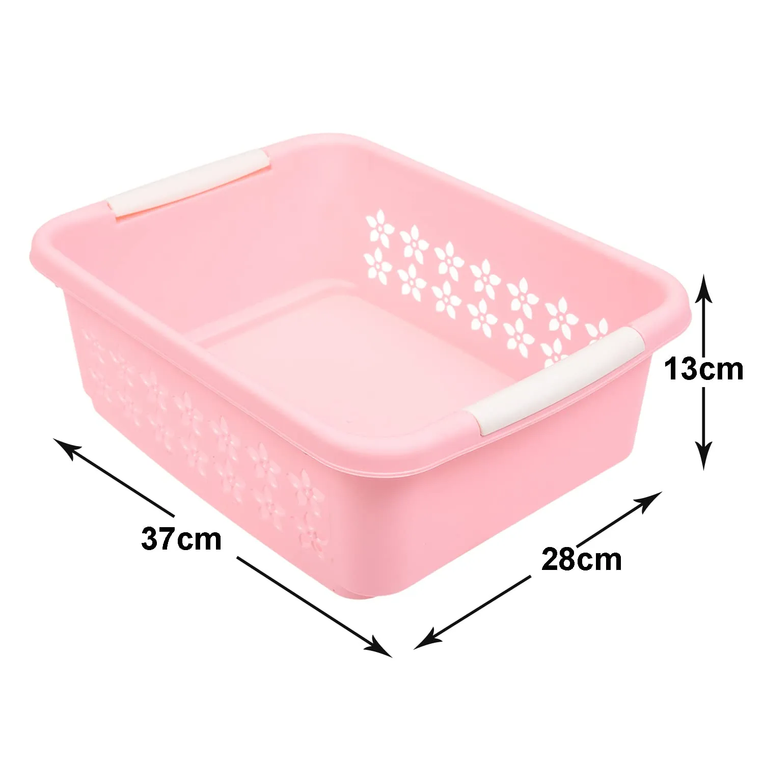 Kuber Industries Multipurpose Rectangle Shape Plastic Storage Basket for Kitchen, Fruit Basket, Office Table, Storage Organizer Medium Pack of 2 (Pink)