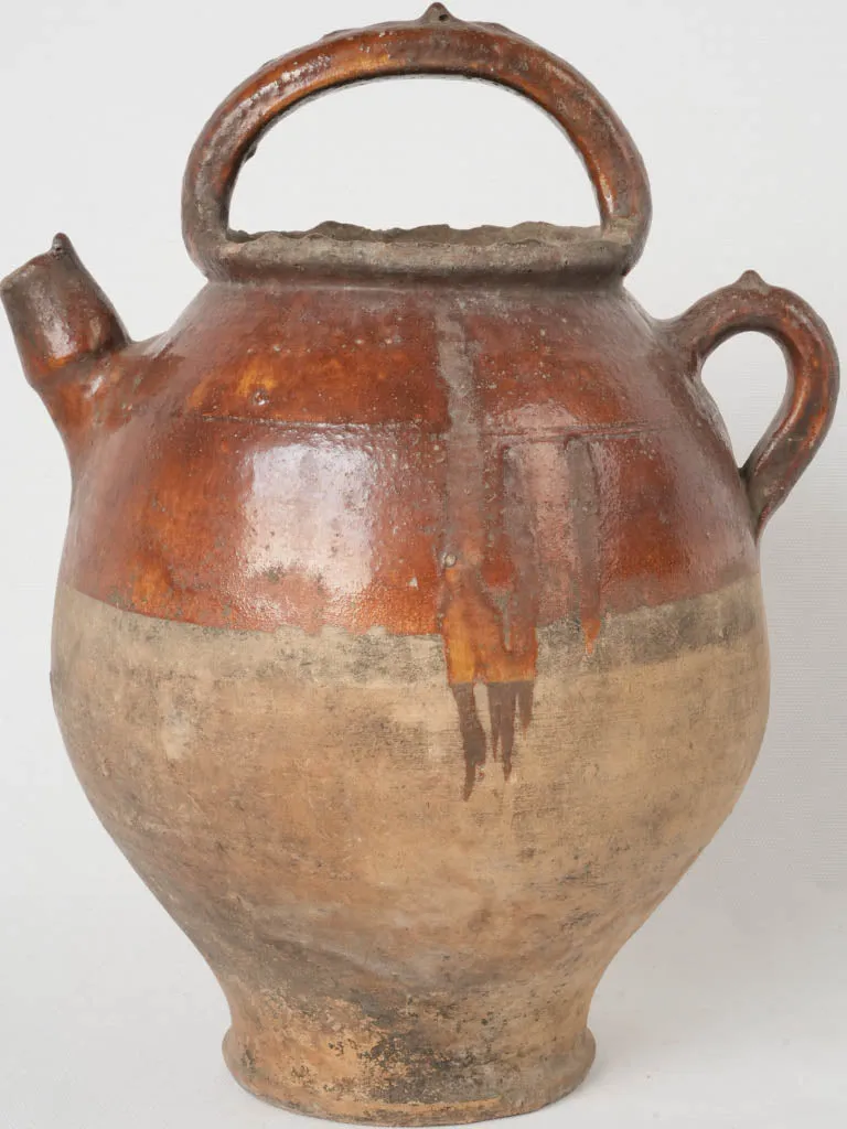 Large Brown Glazed Cruche for Water, Dordogne, Late 19th Century 15"