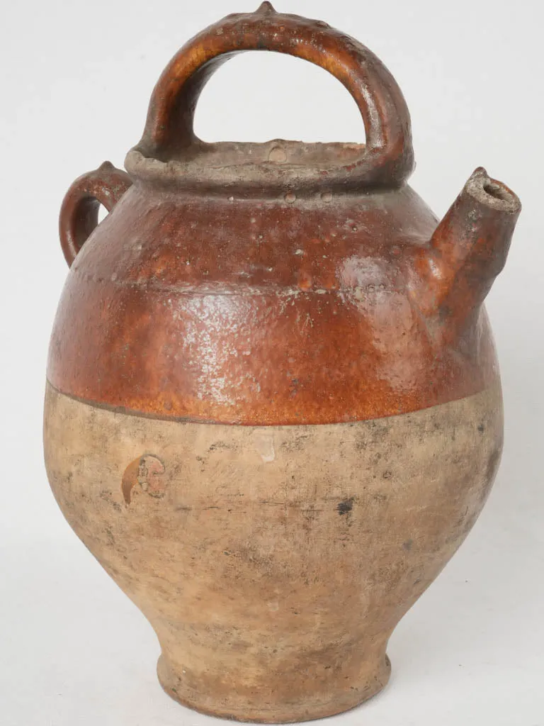 Large Brown Glazed Cruche for Water, Dordogne, Late 19th Century 15"