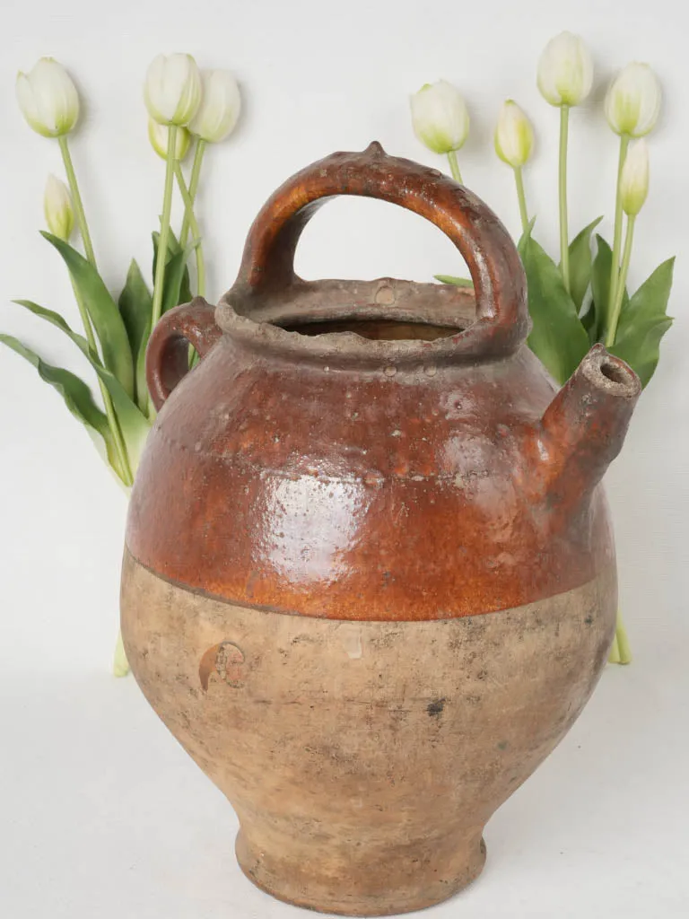 Large Brown Glazed Cruche for Water, Dordogne, Late 19th Century 15"