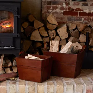 Leather Classic Baskets - Set Of Two