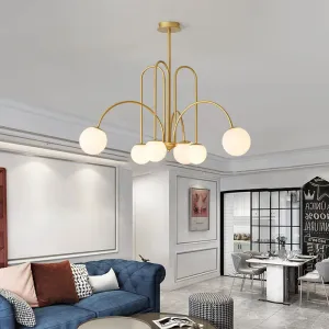 Mansion Milky White Glass Ball Chandelier - LED Light Fixtures