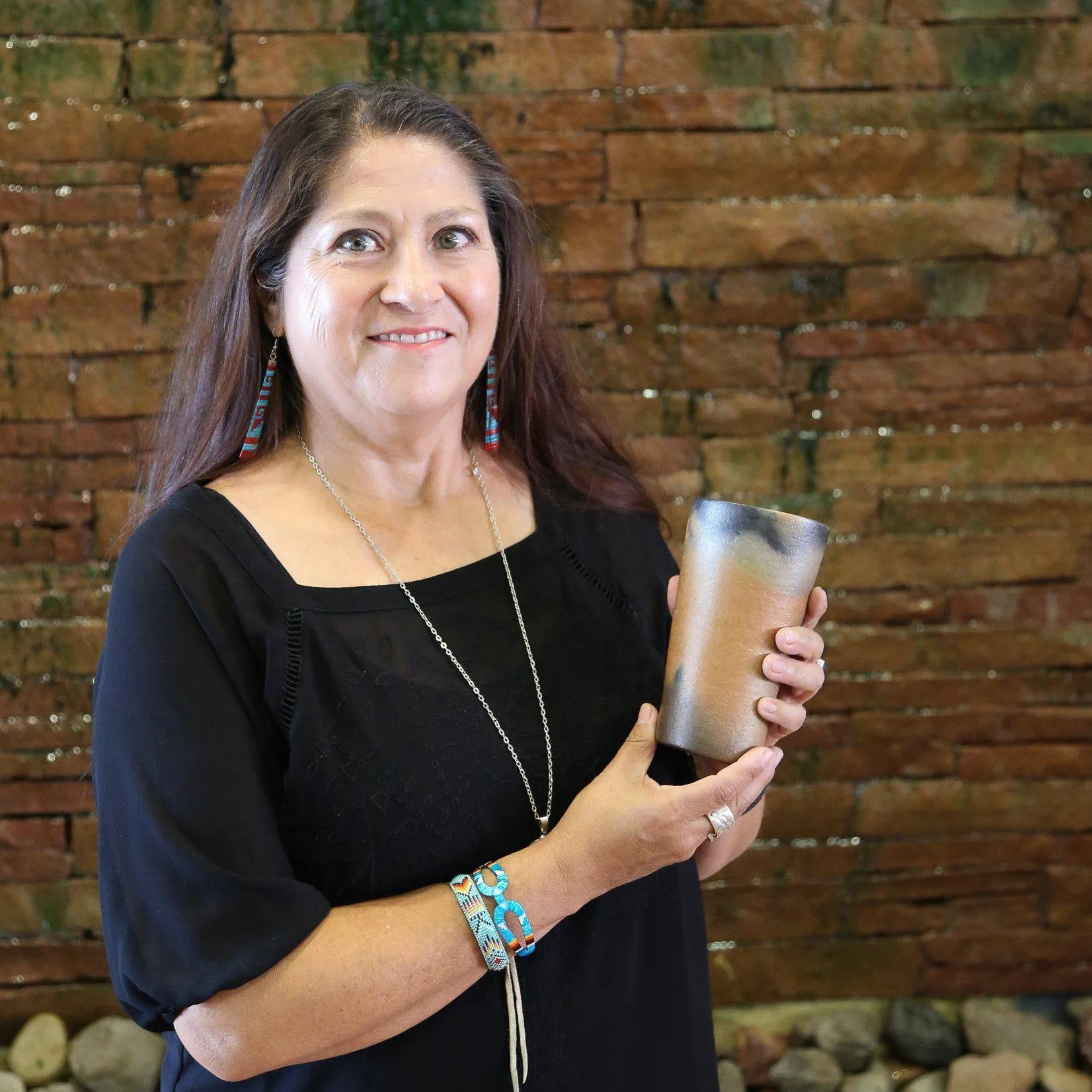 Martha Romero Pueblo Pottery Ceramic Travel Mug