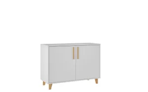 Mid-Century - Modern Herald Double Side Cabinet with 2 Shelves in White