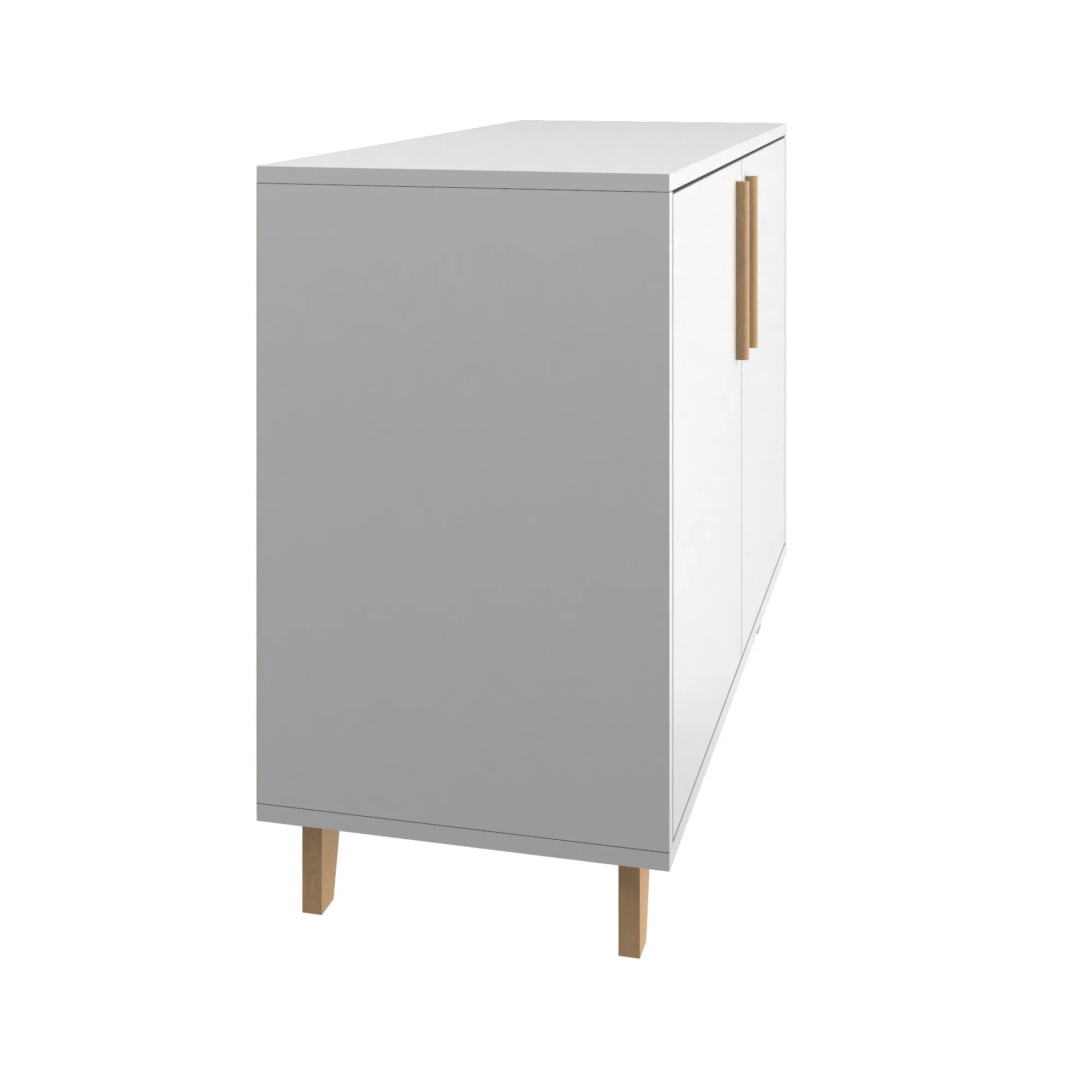 Mid-Century - Modern Herald Double Side Cabinet with 2 Shelves in White