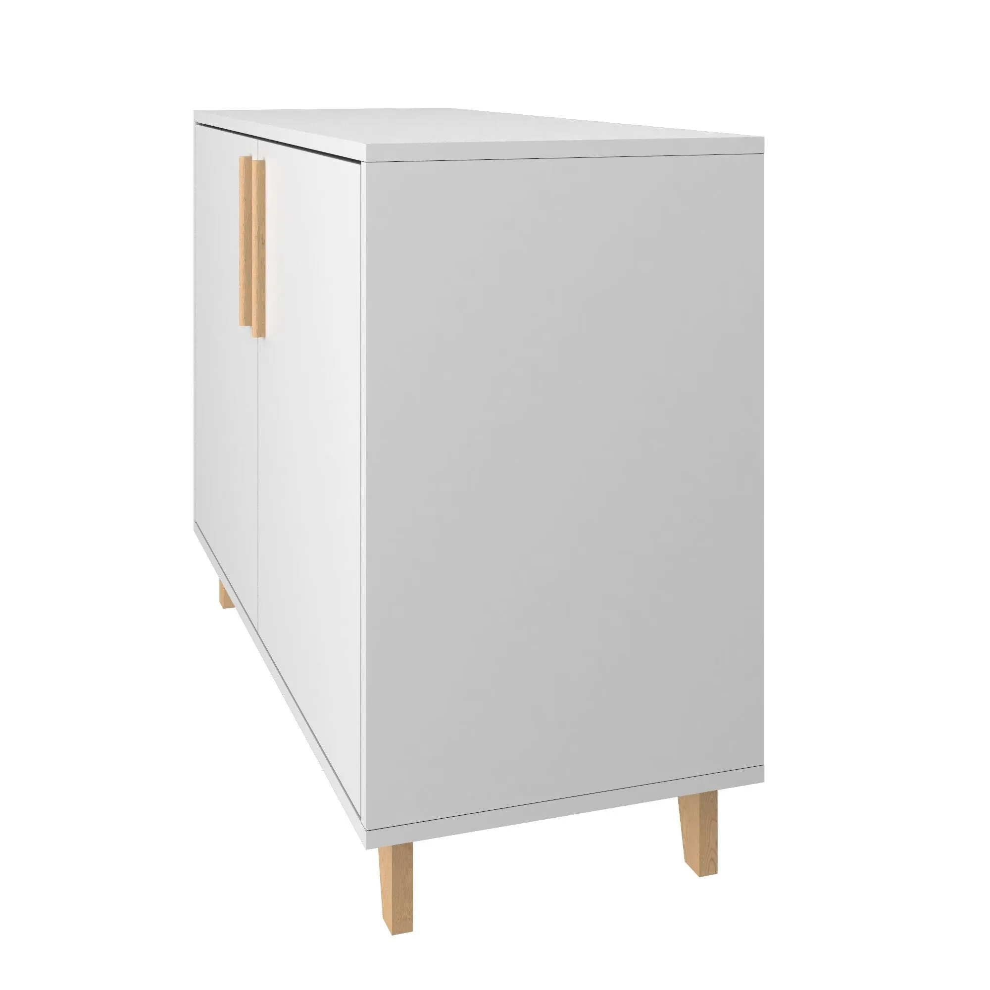 Mid-Century - Modern Herald Double Side Cabinet with 2 Shelves in White