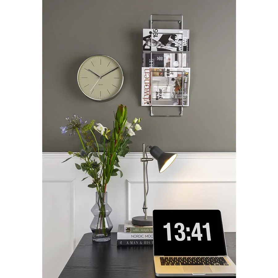 Minimal Wall Clock - Olive Green (27.5cm)