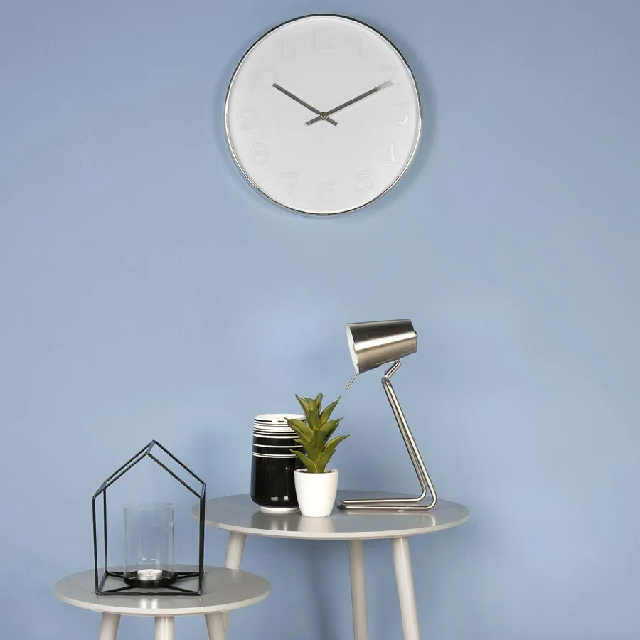 Mr White Numbers Clock – Silver (51cm)