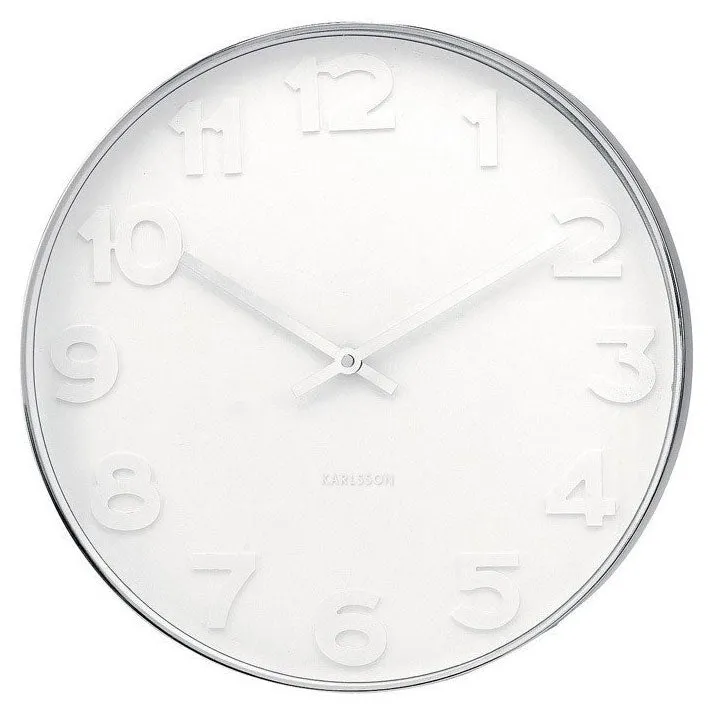 Mr White Numbers Clock – Silver (51cm)