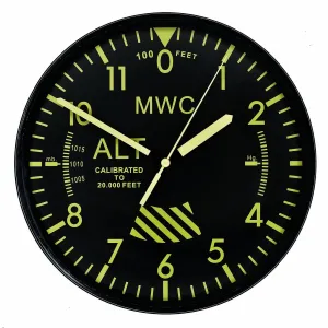 MWC Limited Edition Altimeter Wall Clock with High Visibility Dial