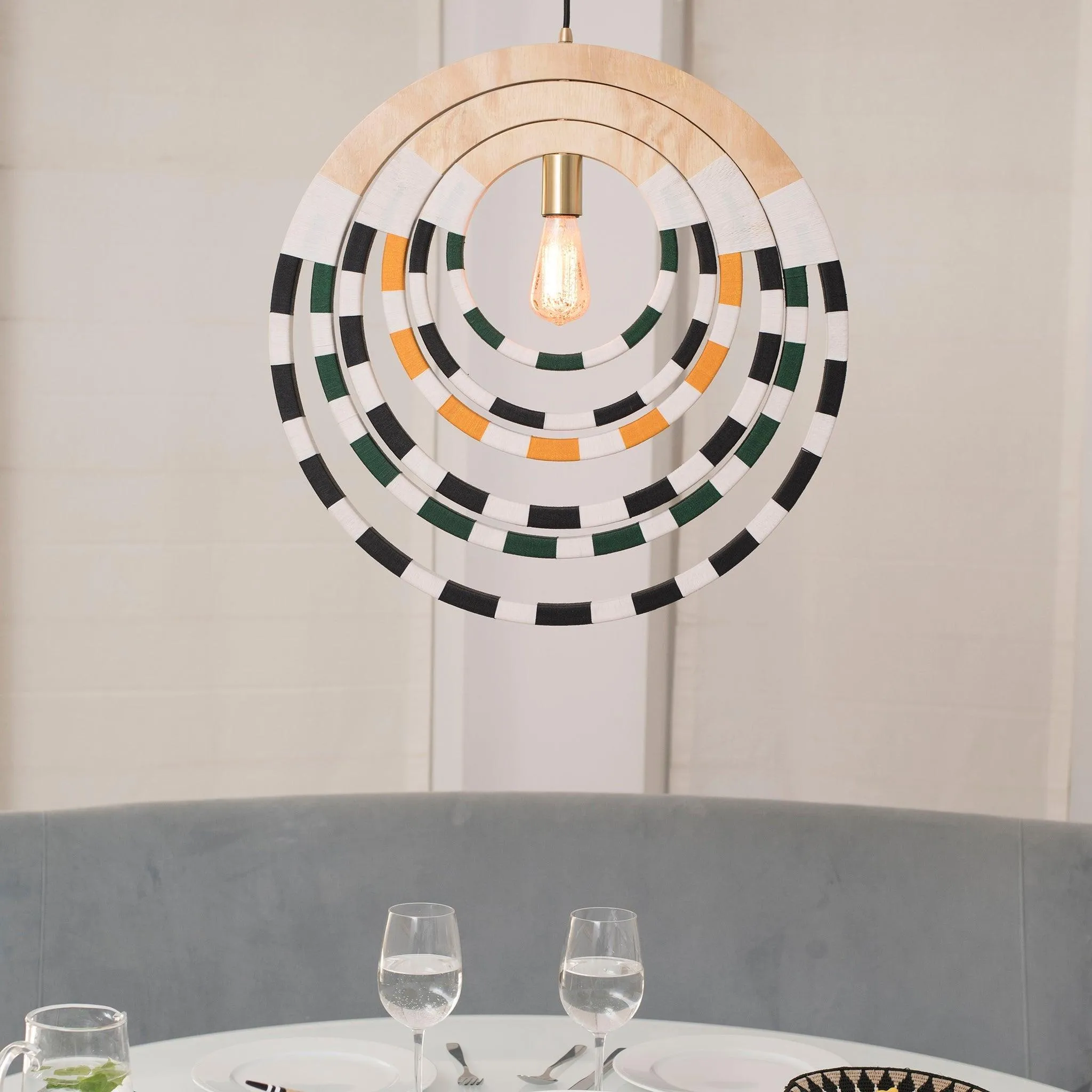 Ndebele Woven Green Pendant Light