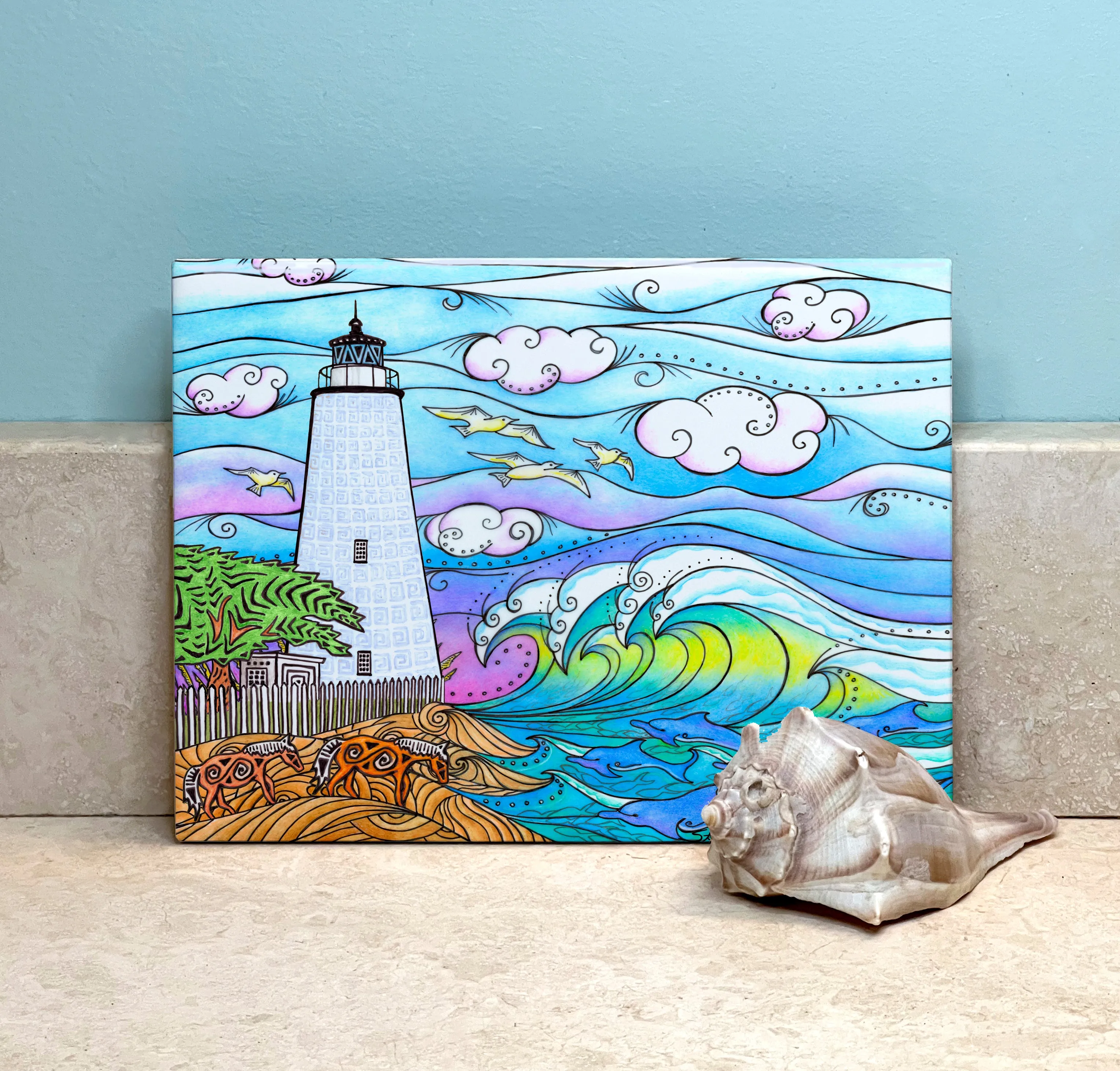 Ocracoke Waves Ceramic Tile